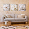 White Floral Canvas Wall Art Print Set of 3 - 16" x 16"